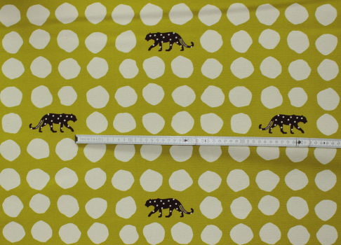 Kokka Echino Cotton Sailcloth Heavyweight Canvas Panther grüngelb/natur (10 cm)